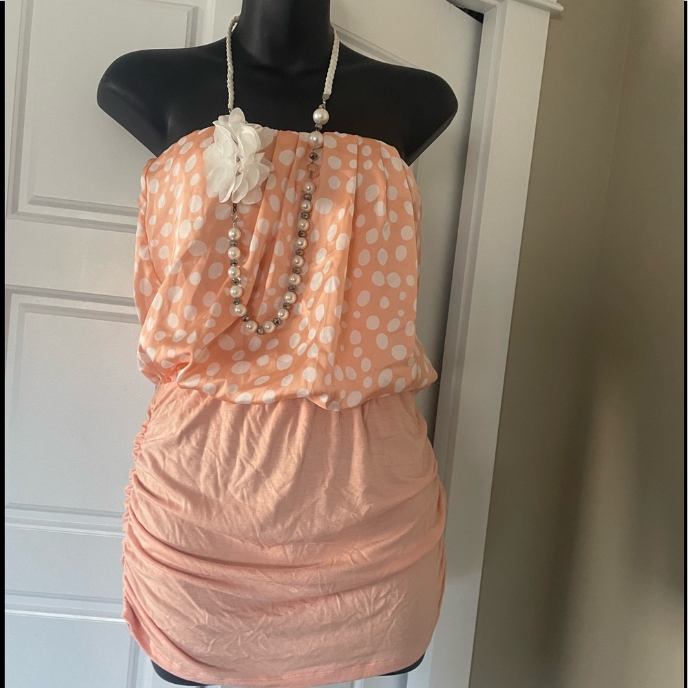 🌾 polka dot strapless top